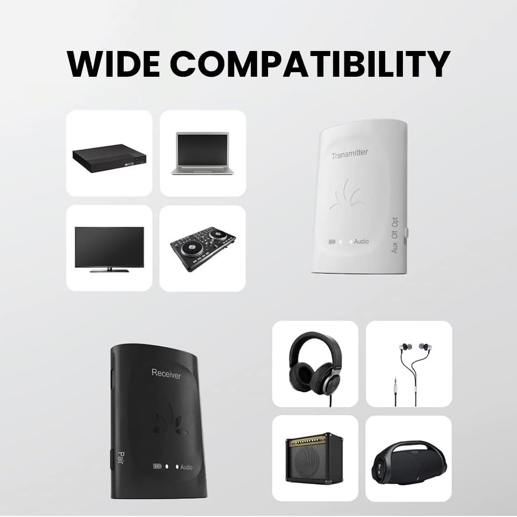 Avantree Audiplex - Wireless Audio Transmitter & Multiple Receivers Set for AV Receivers, Projectors, PA Systems, Hearing Assistant in Church, Broadcasts to 100 Multiple Headphones & Speakers
