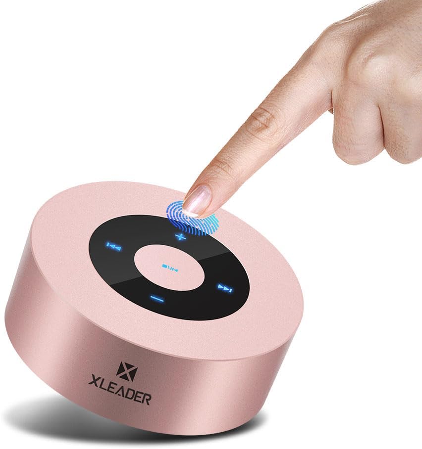 XLEADER Mini Bluetooth Speaker (Gift Box Packed) Portable Speakers Bluetooth Wireless with Micro SD/Mic/Aux Input, Touch Screen, 12H Playtime, Cute Pink Small Speaker for iPhone Laptop Shower Office