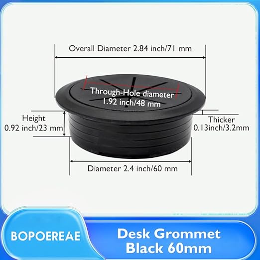 BOPOREAE 4 Pcs Desk Grommet 2-3/8" (60mm), Desk Hole Cover for Cables