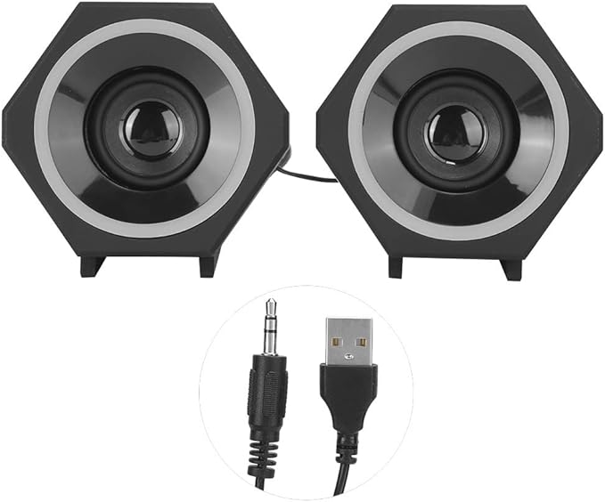 PC Speakers SADA USB Wired Subwoofer Full Range Unit Dynamic Music with Ice Blue Light Small Size High Power for Desktop Laptop Mobile Phone