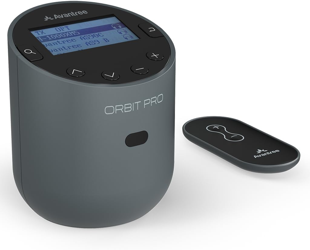 Avantree Orbit Pro - Bluetooth Transmitter for TV with LCD Screen & Remote Control, Compatible with Optical or AUX Audio Output & Smart TVs, Easy Volume Control for Airpods & Other Headphones