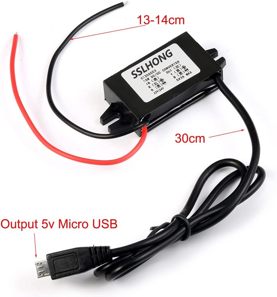 HOMREE 12V/24V 5V DC-DC Converter Step Down Module to Micro USB Output Buck Power Adapter