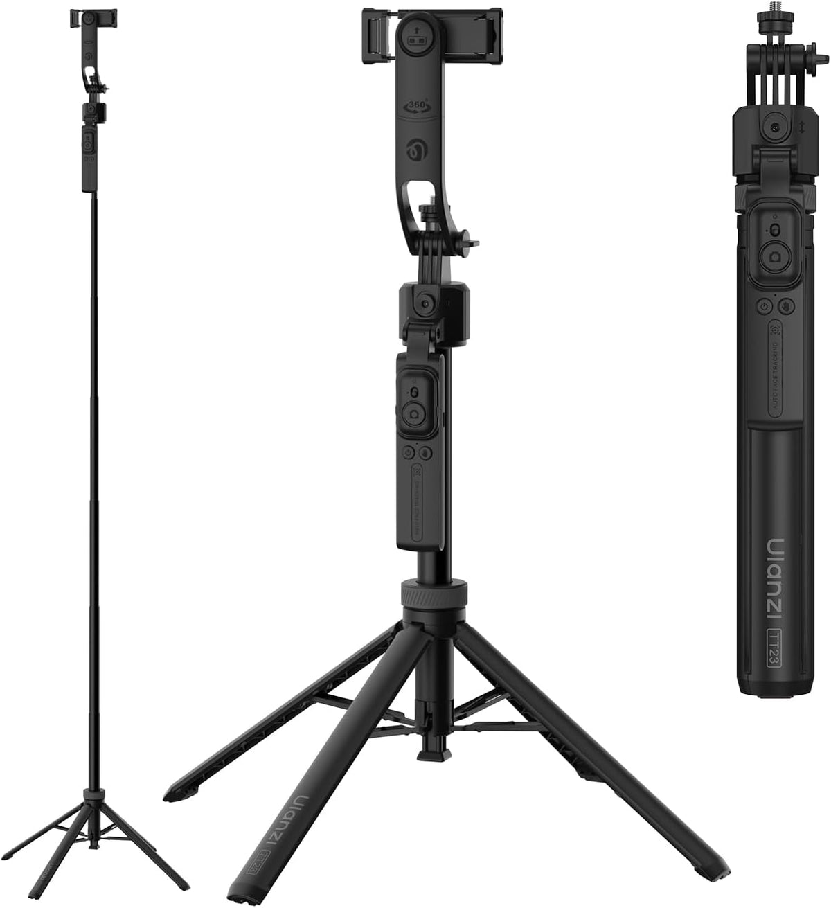 ULANZI TT23 64" Auto Face Tracking Tripod for iPhone/Android with Remote, 360°Rotating Selfie Stick That Follows Your Movement, Facial Recognition Tripod for iPhone/Android/Camera/GoPro