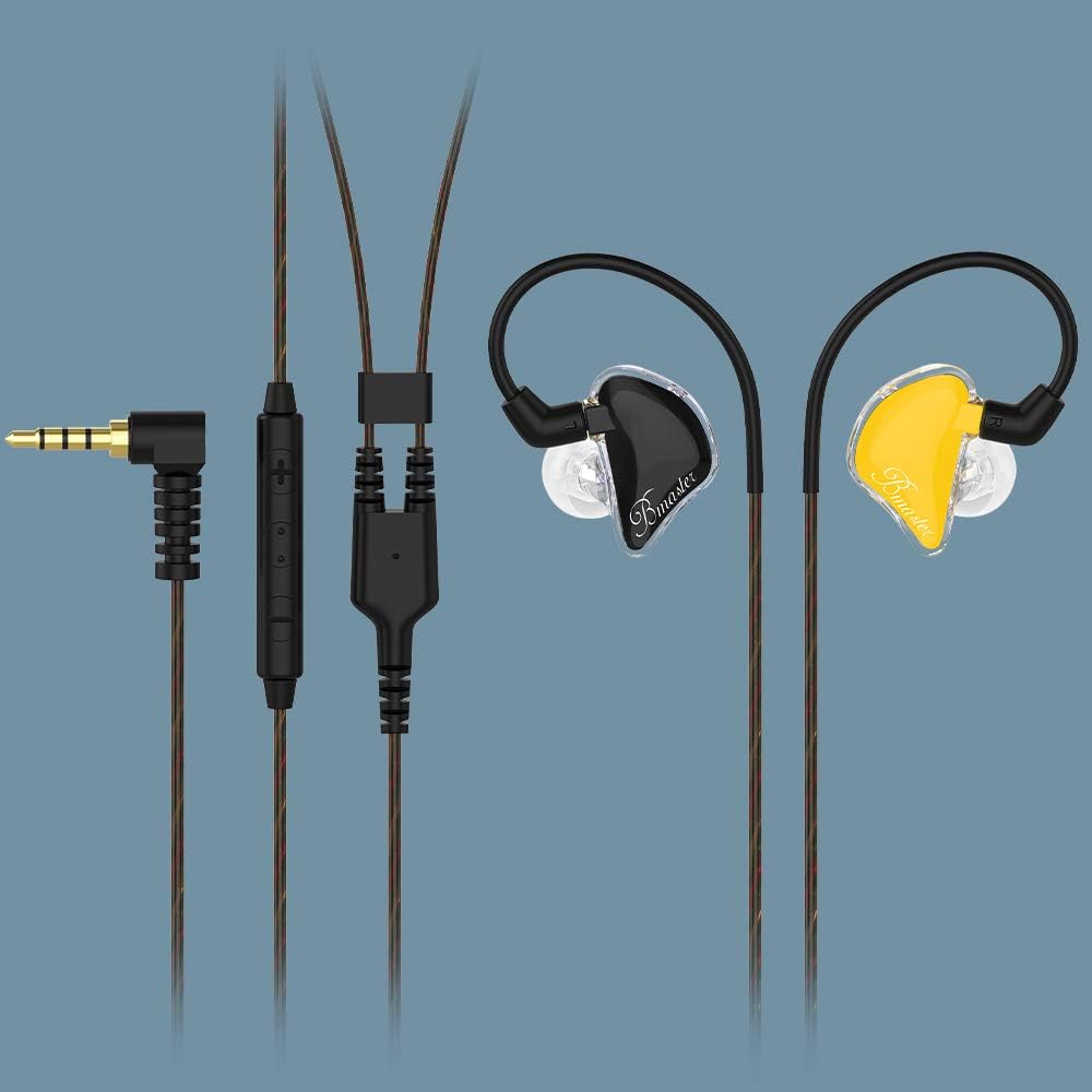 BASN in-Ear Monitors, Bmaster Triple Driver HiFi Stereo Noise-Isolating with Enhanced Bass for Musicians Stage/Audio Recording (PRO Golden/Black)