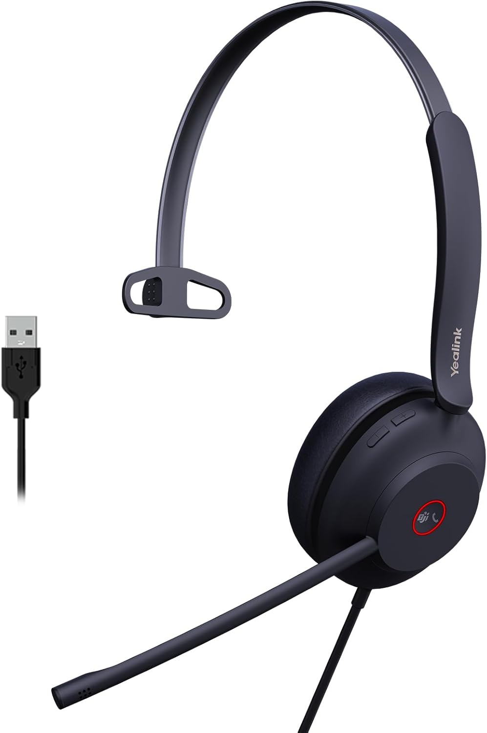Yealink UH37 USB Headset with Microphone for PC Laptop - Headphones with Noise Cancelling Microphone for Computer,On-Ear Wired Office Call Center Headset Mono