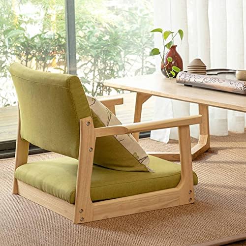 BTZHY Floor Chair Japanese Floor Chair Legless Bay Window Backrest Lazy Chair with Armrests Portable Japanese Tatami Chair Meditation Floor Solid Wood Seating Chairs