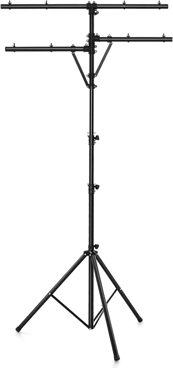 DJ Light Stand, Tripod Lighting Stand with 73""-138"" Adjustable Height, Portable T-bar Light Stand Stage Light Stand for Bar, Party & Banquet, TL35700