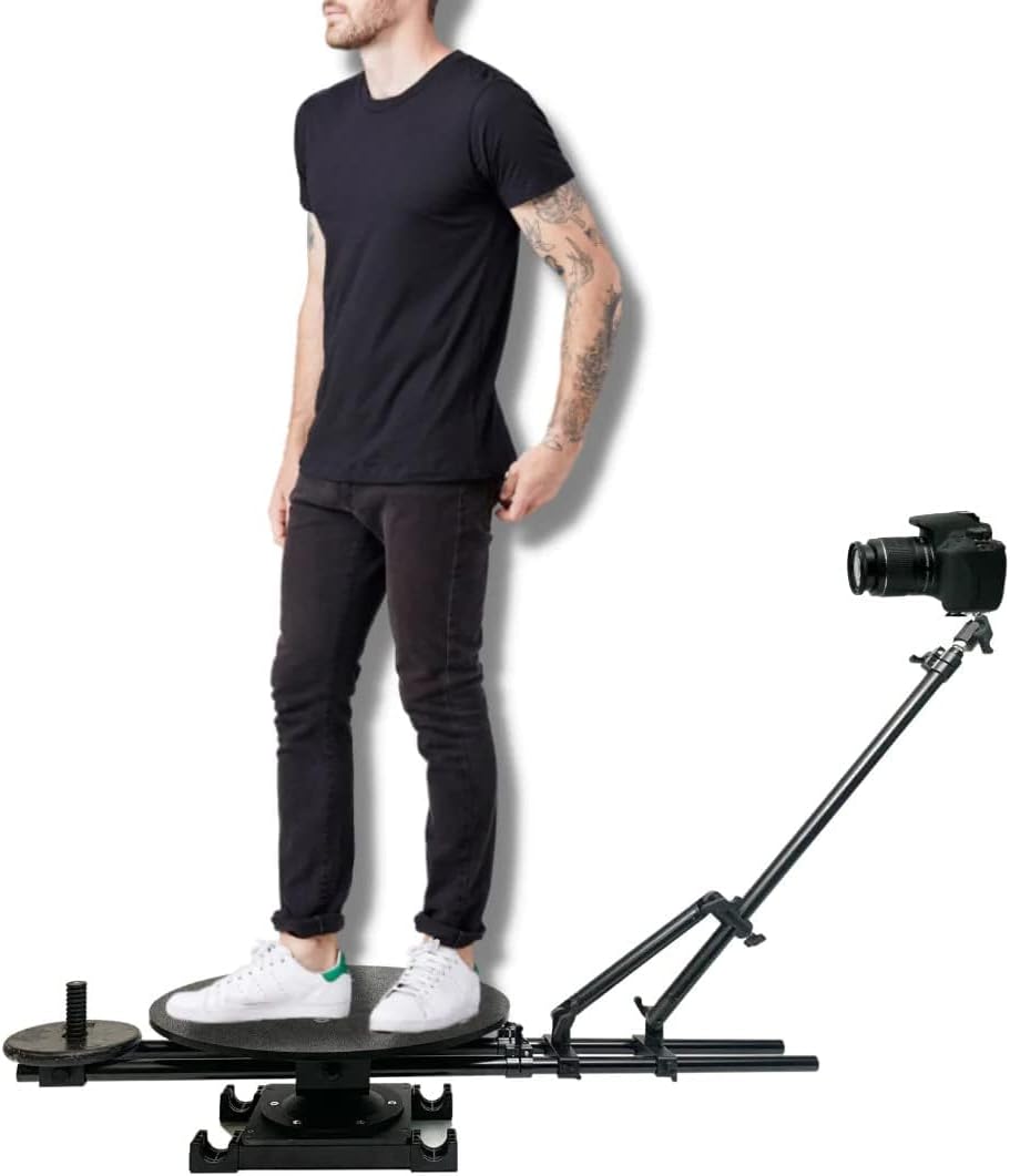 Glide Gear REVO 150 Camera Rig – 360° Full-Body Shots – Rotating Arm for DSLR/Smartphone, 250lb Capacity Base, Adjustable Extension
