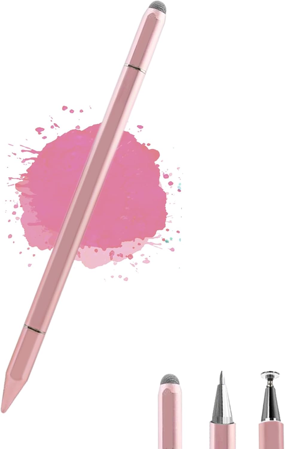 3 in 1 Universal Stylus Pen for Touchscreen,High Sensitivity & Precision Capacitive Stylus Pen for iPad Suitable for All Touch Screens of iPhone/iPad/Android/Samsung Galaxy/Tablets-Pink