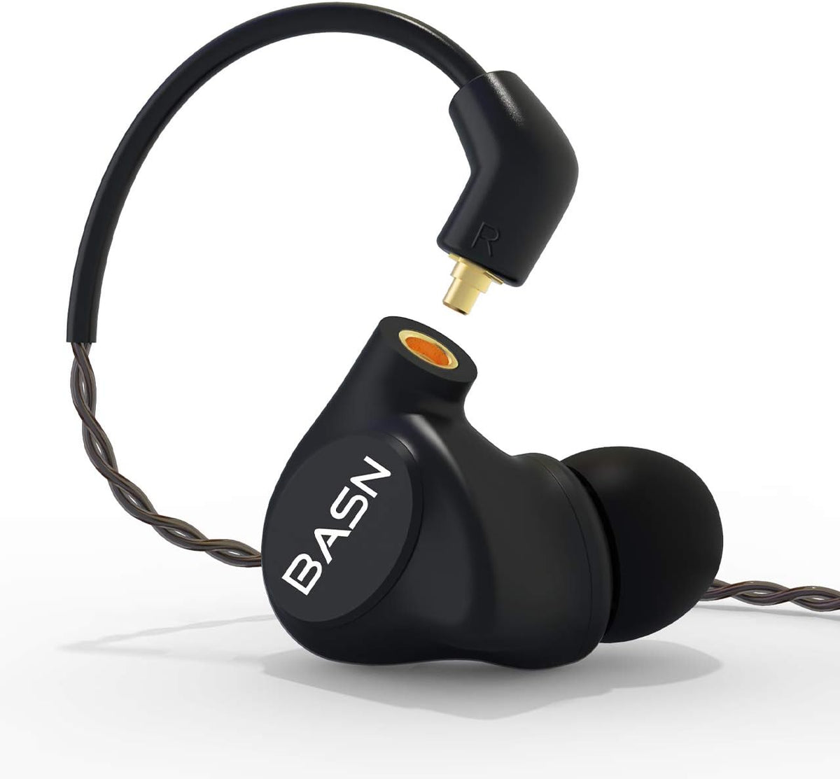 BASN Metalen in-Ear Monitors Headphones,4 Drivers Musicians Noise Isolating IEMs with Deep Bass, Two Detachable MMCX Cables with Case for Singers,Drummers,Bassists(Matt Black)