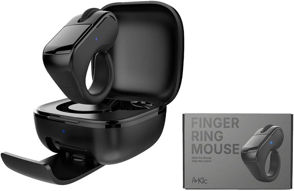 AirKlc Finger Ring Mouse, Bluetooth Touchpad, Cursor Control, Video Scroll, Compatible with PC, Laptop, Mobile, Tablet