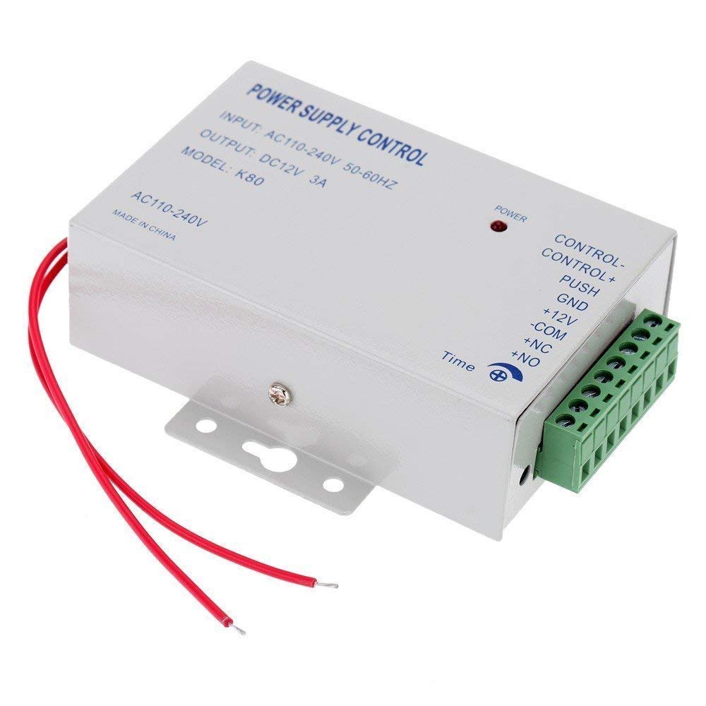 K80 12V 3A Power Supply Control for Video Door Phone System & Video Intercom Input AC 110-240V Support NO/NC Electric Door Lock and Exit Button Video