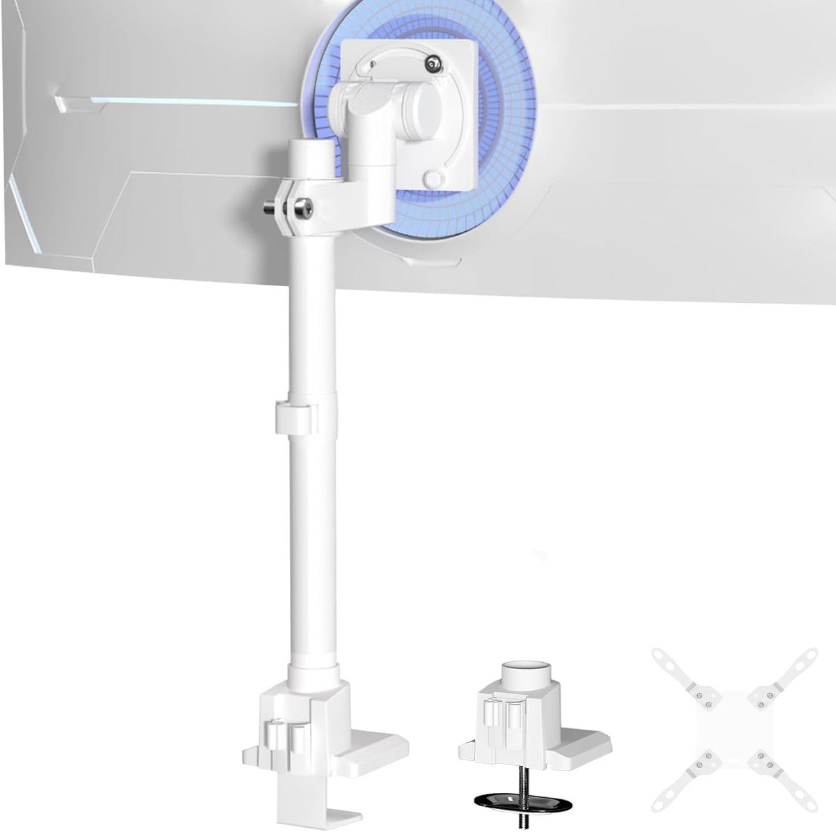 Monitor-Arm Ultrawide Heavy Duty 24-57'' - Aluminum Single Monitor Mount Holds up to 59.4lbs, Adjustable Desk Mount Stand, VESA75/100/200mm, White