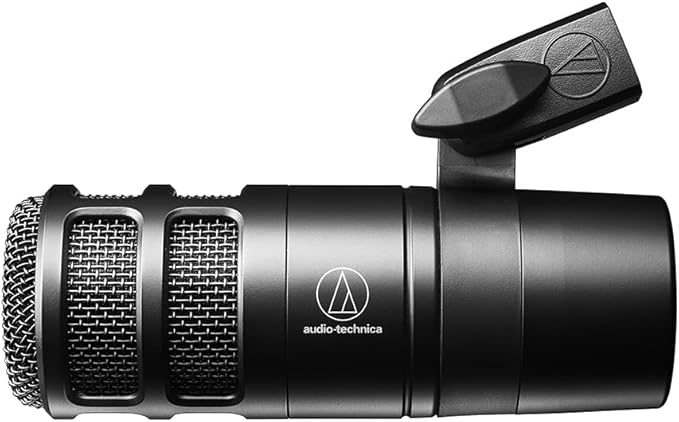 Audio-Technica AT2040 Hypercardioid Dynamic Podcast Microphone Bundle with Pop Filter + XLR Cable + Microphone Desktop Stand + Microfiber Cleaning Cloth (5 Items)