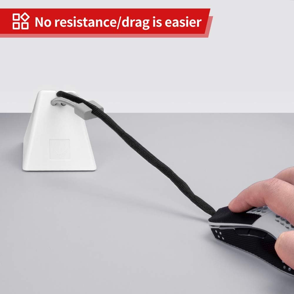 Hotline Games Mouse Bungee Mouse Cord Clip Cord Management System Fixer Holder for Esports FPS Game (3.0 New White)