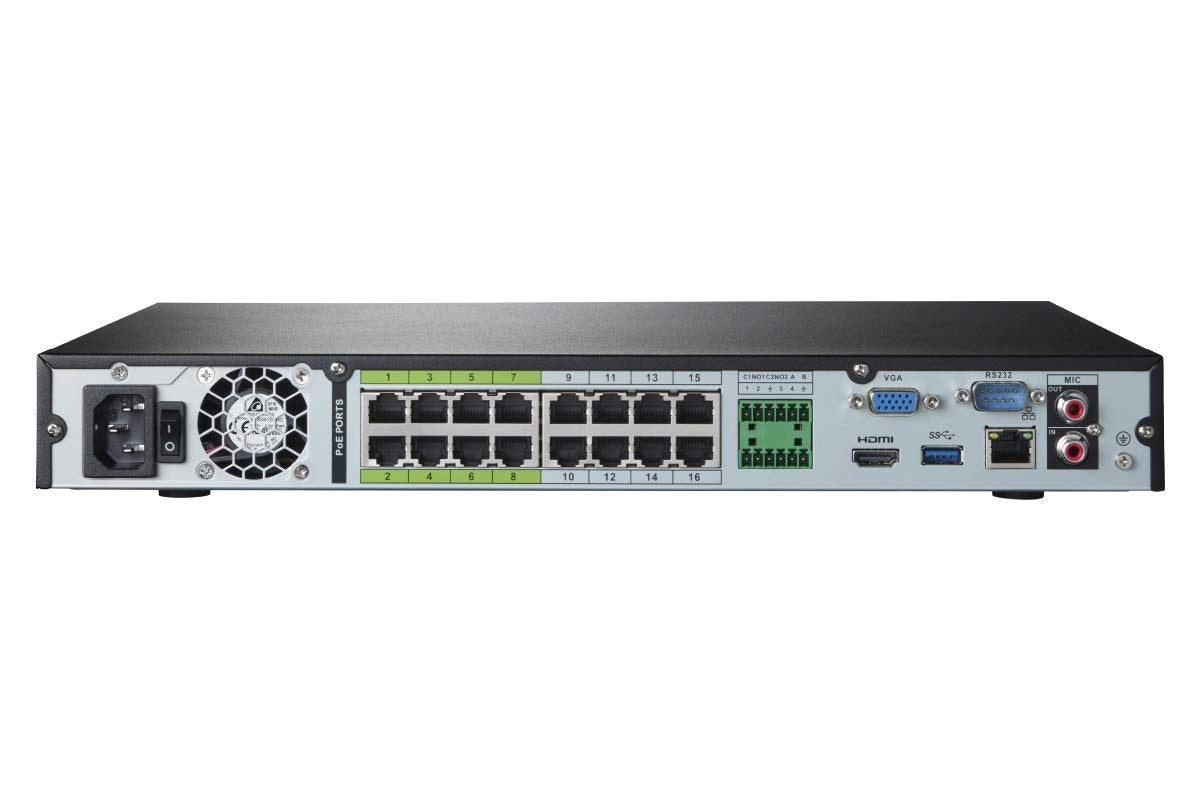 Lorex NC4K8-3216BB 32 Channel 4K Security Camera System with N882A38B 8TB 4K Fusion NVR, 16 Port ACCLPS263B POE Switch and 16 E841CAB 8MP Bullet