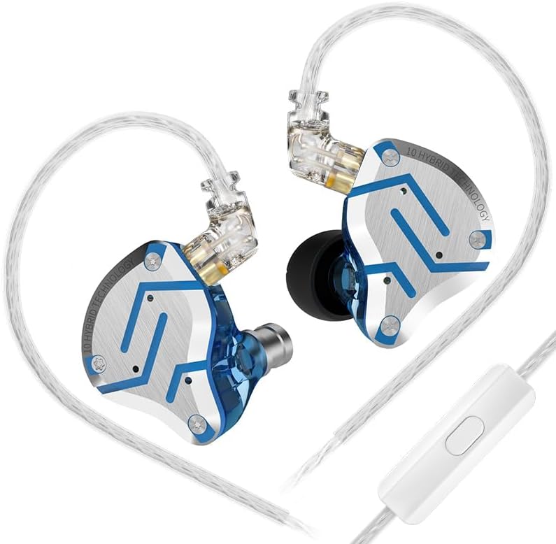 KZ ZS10 Pro IEM Earbuds,KZ in Ear Monitor for Systerm, 4BA 1DD Wired Gaming Headphone Multi Driver in Ear Earphone, IEM Earphone, on Stage Monitor for Singer Guitarist Drummer (Glare Blue, with Mic)