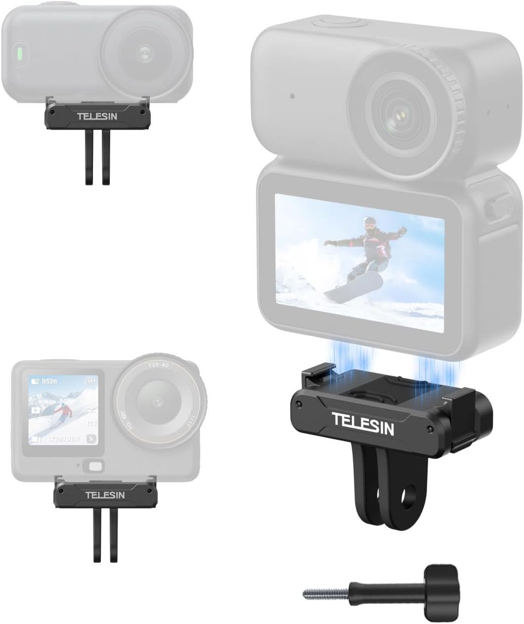 6, 6 TELESIN Magnetic Quick Release Adapter Mount for DJI Osmo Nano/Action with Dual-Direction Magnet, Metal Latches