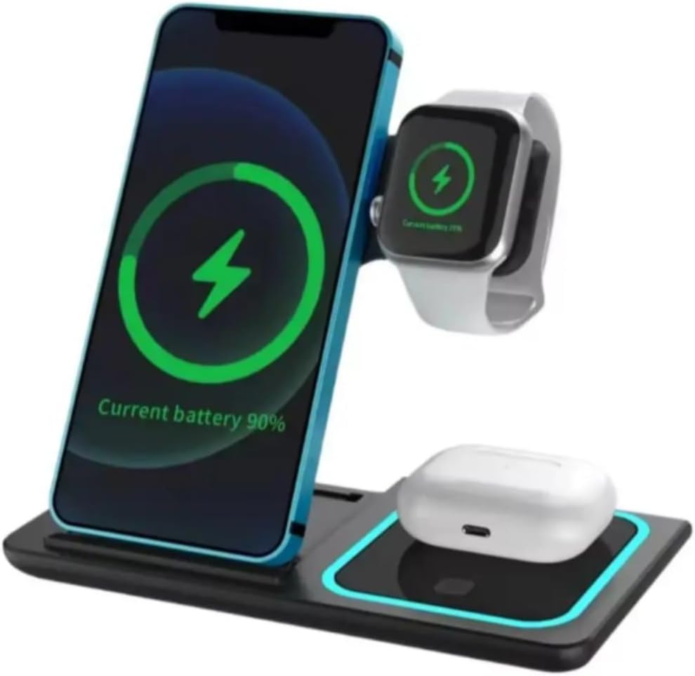 3 in 1 Wireless Charging Station for Apple Watch, iPhone, AirPods – Fast Magnetic Charger Dock Compatible with iPhone 16/15/14, Apple Watch Series, AirPods Pro – JR PINNACLE