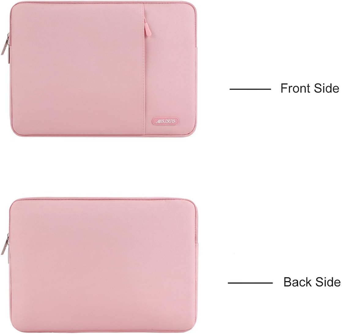 MOSISO Laptop Case 13.3 inch, 13-13.3 inch Laptop Sleeve Compatible with MacBook Air/Pro 13 / Pro 14, HP Dell ASUS Lenovo Notebook, Polyester Vertical Computer Sleeve Bag with Pocket, Pink
