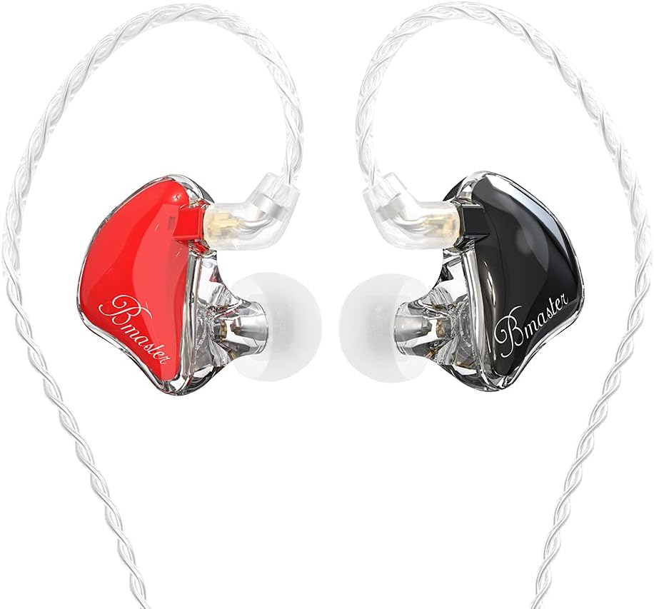 BASN in-Ear Monitors, Bmaster Triple Driver HiFi Stereo Noise-Isolating with Enhanced Bass for Musicians Stage/Audio Recording(PRO Red/Black)