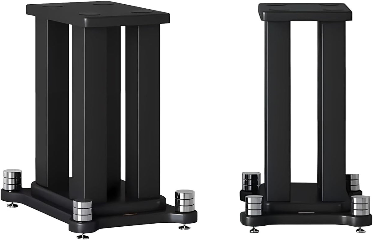 A Pair of Universal Speaker Stands, Heavy Duty Speaker Stands Holds Bookshelf Speaker Satellite Speaker Large Speaker, Vibration-Absorbing MDF Design, Holds 88lbs Speaker (Black, 40cm/15.7in)