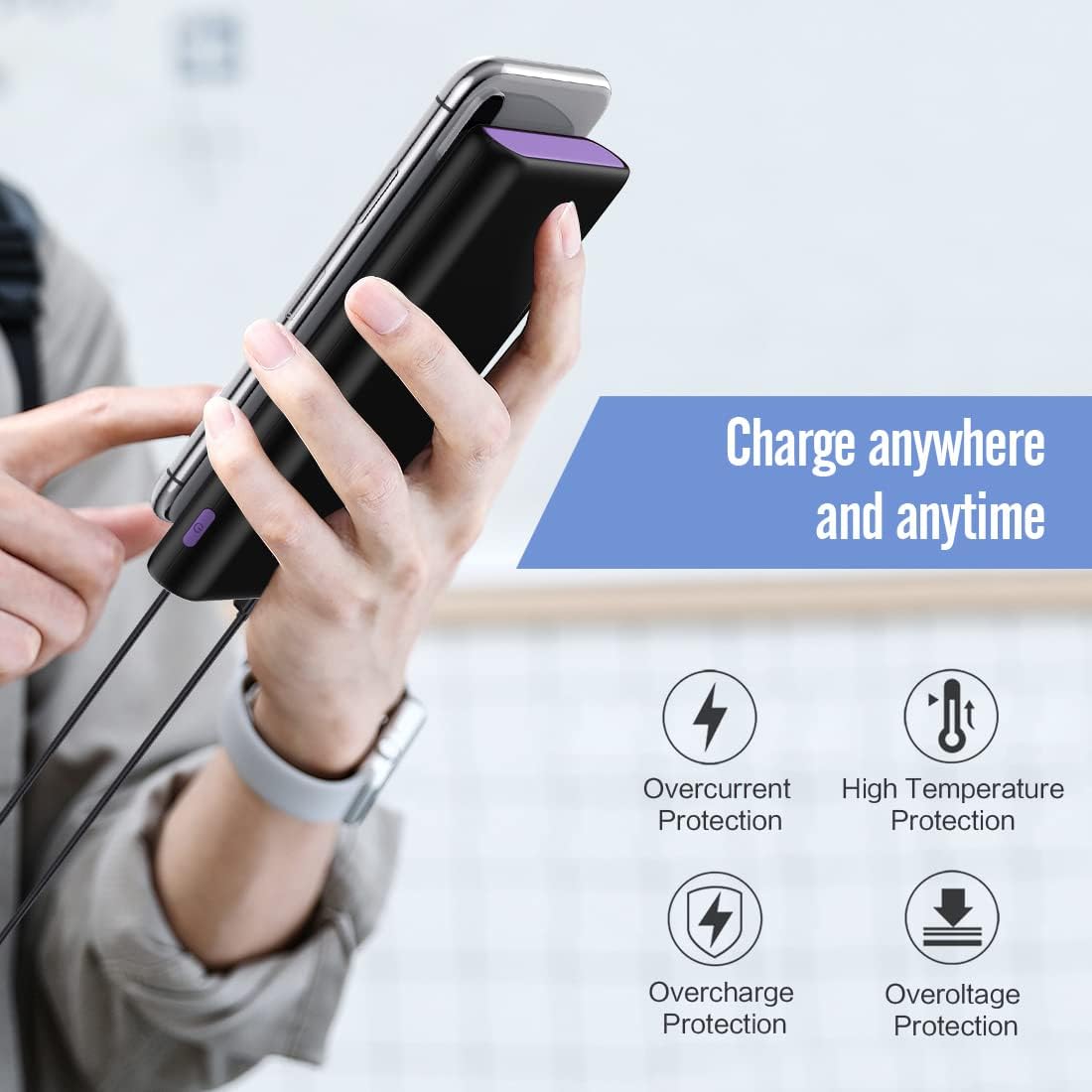 Portable Charger Power Bank 25,800mAh, 5V/3A USB C in&Out Fast Phone Charging with Intelligent Smart IC,3 USB Port External Cell Phone Battery Pack Compatible with iPhone 16 15,Samsung,Android-Purple