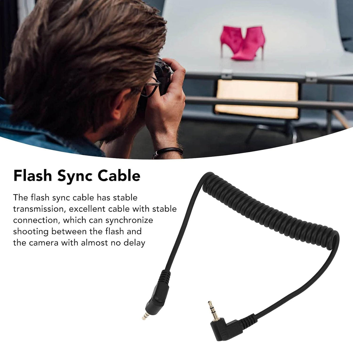 2.5mm CB2 3.3ft 2.5mm 100cm Camera Remote Control Shutter Release Cable Cord, to Male Flash PC Sync Cable, Compatible