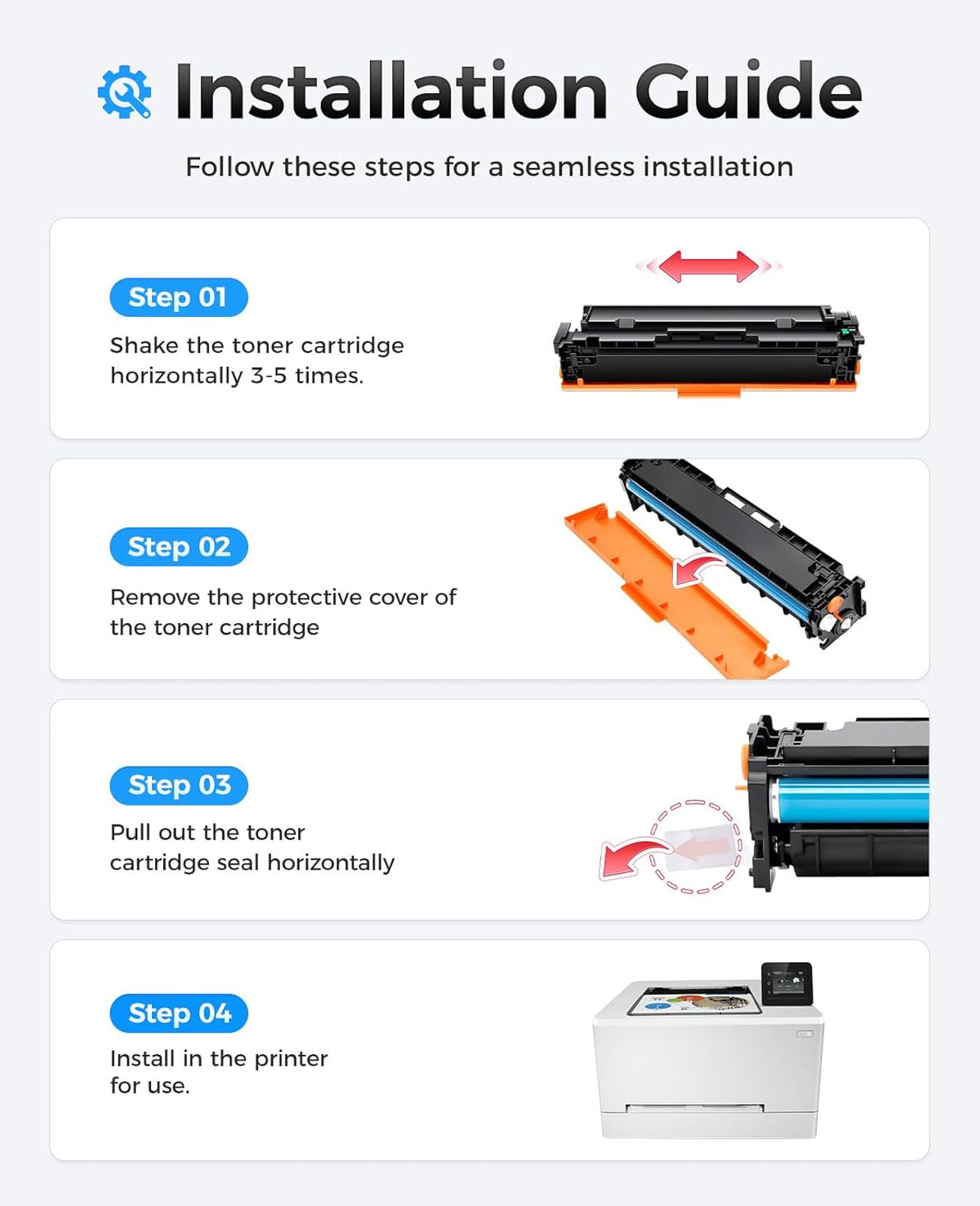 202A Toner Cartridge Set 4-Pack High Yield Replacement for HP 202A CF500A CF501A CF502A CF503A Compatible with HP Color LaserJet Pro MFP M281fdw M281cdw M281fdn M280nw M254dw M254dn M254nw Printer Ink