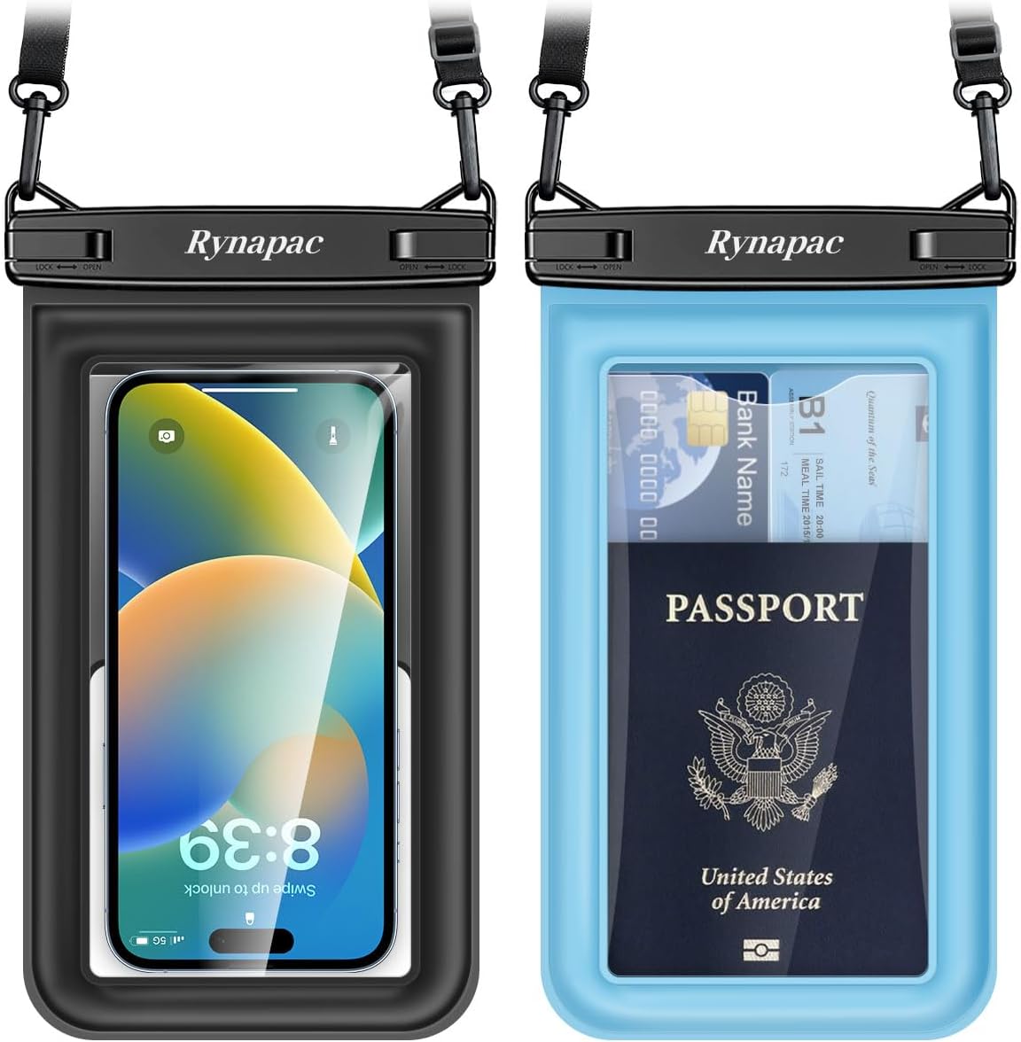 [Up to 8.5"] Floating Waterproof Phone Pouch, 2Pack Waterproof Phone Case with Lanyard for iPhone 16 15 14 Pro Max, Galaxy S24+ S23 S22, IPX8 Cellphone Dry Bag, Beach Essentials Travel Must Haves