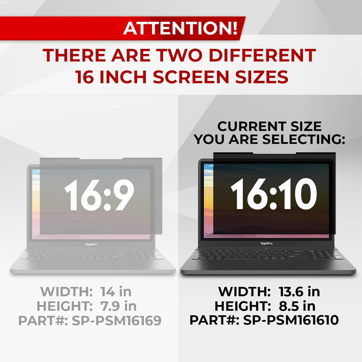 Magnetic Laptop Privacy Screen 16 Inch 16:10 - Removable Computer Privacy Filter Shield and Protector