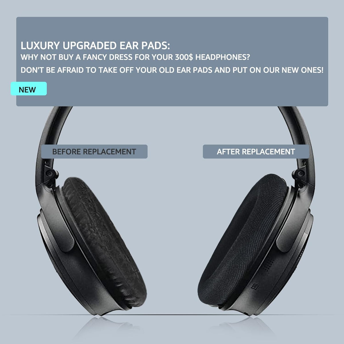 Fabric Comfort - Wzsipod Ear Pads for Bose Quiet Comfort 35/ QC35ii Headphones, Compatible with QC45 QC35ii QC25 QC15 & More Series, Replacement Exclusive Styles, S1