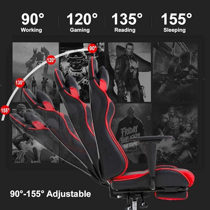 Massage Gaming Chair Gamer Chair Video Game Chair Computer Chair for Heavy People Desk Chair Ergonomic PC Chair with Footrest and Lumbar Support for Office or Gaming