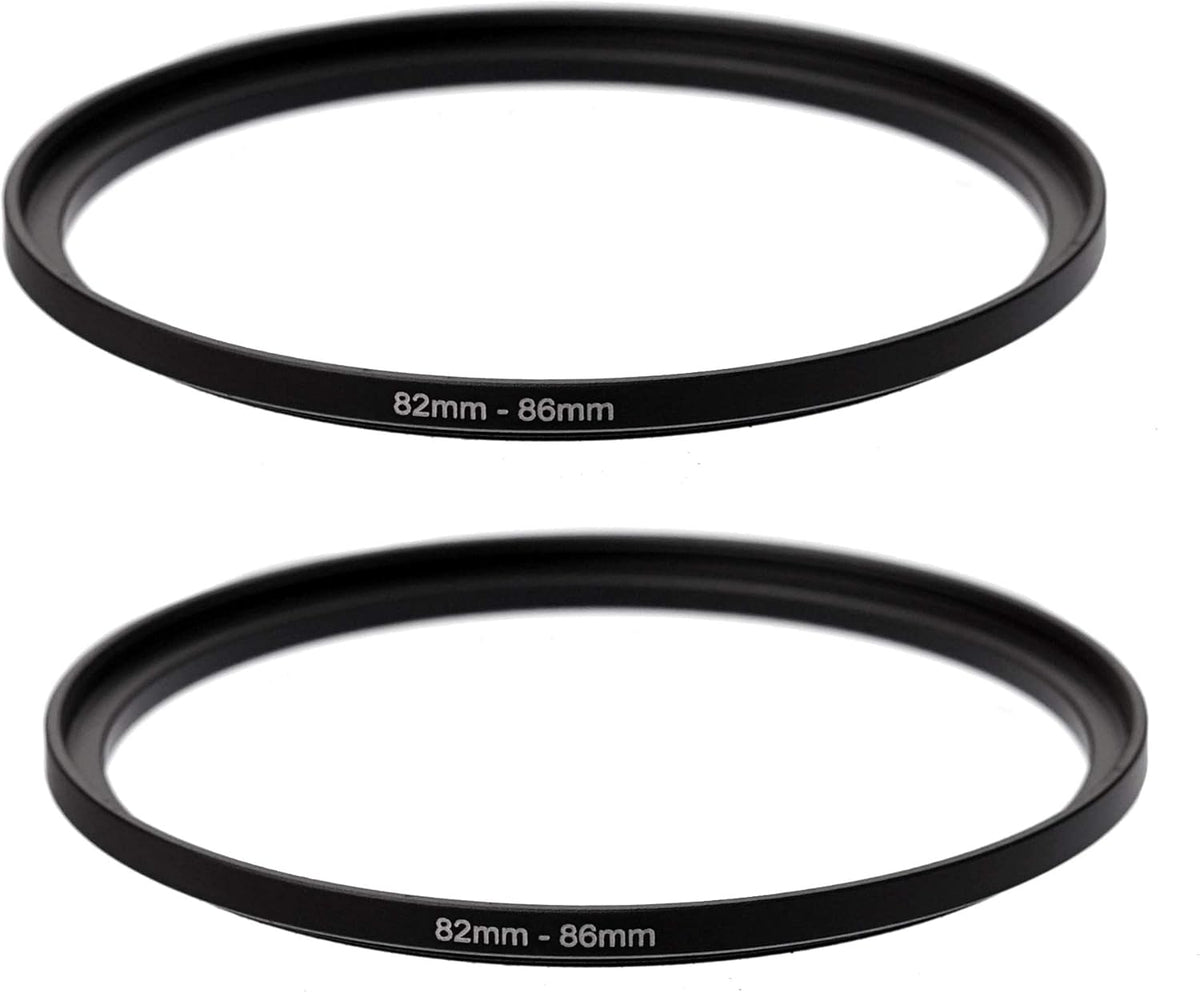 (2 Pcs) 82-86MM Step-Up Ring Adapter - 82mm to 86mm for DSLR Camera Lens and Filters