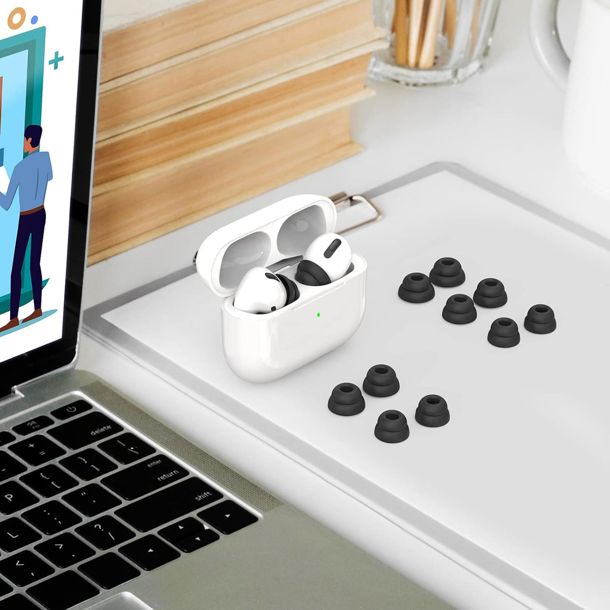 Delidigi for 6 Pairs AirPods Pro 2nd/1st Generation Replacement Ear Tips,Noise Reduction Silicone Earbuds Earplug Accessories Built-in Dust Guard Screen&Fit in The Charging Case S/M/L Size