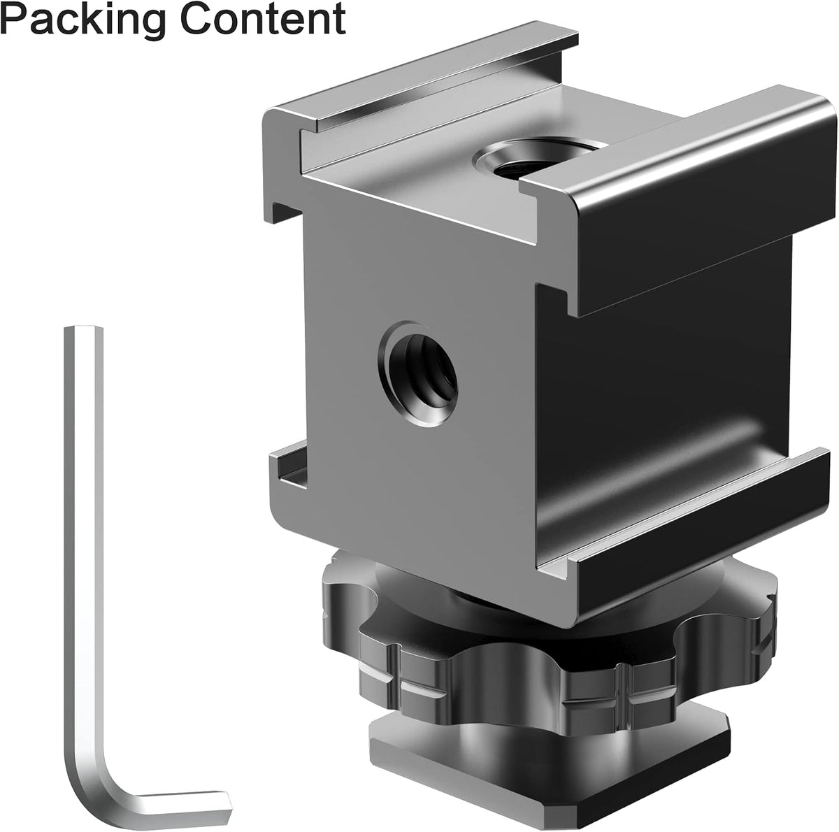 1/4"-20 3/8"-16 Triple Cold Shoe Mount Adapter, Cold Shoe Adapter Extension Bracket,Cold Shoe Mount Adapter