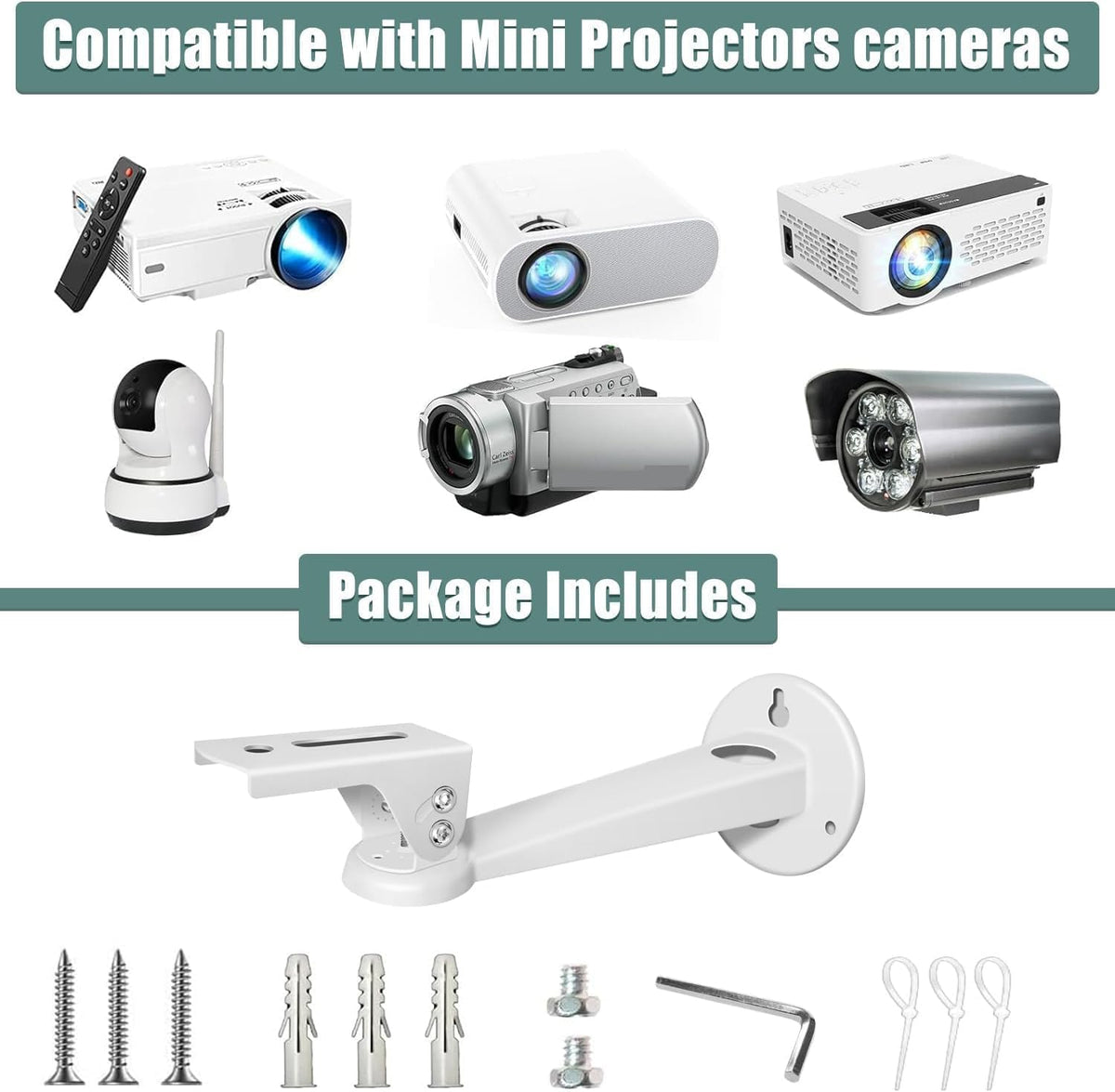 2-Be-Best 360 11 lbs 7.8 inch Mini Projector Wall Mount Adjustable Rotation Projecter Wall Mount Holder