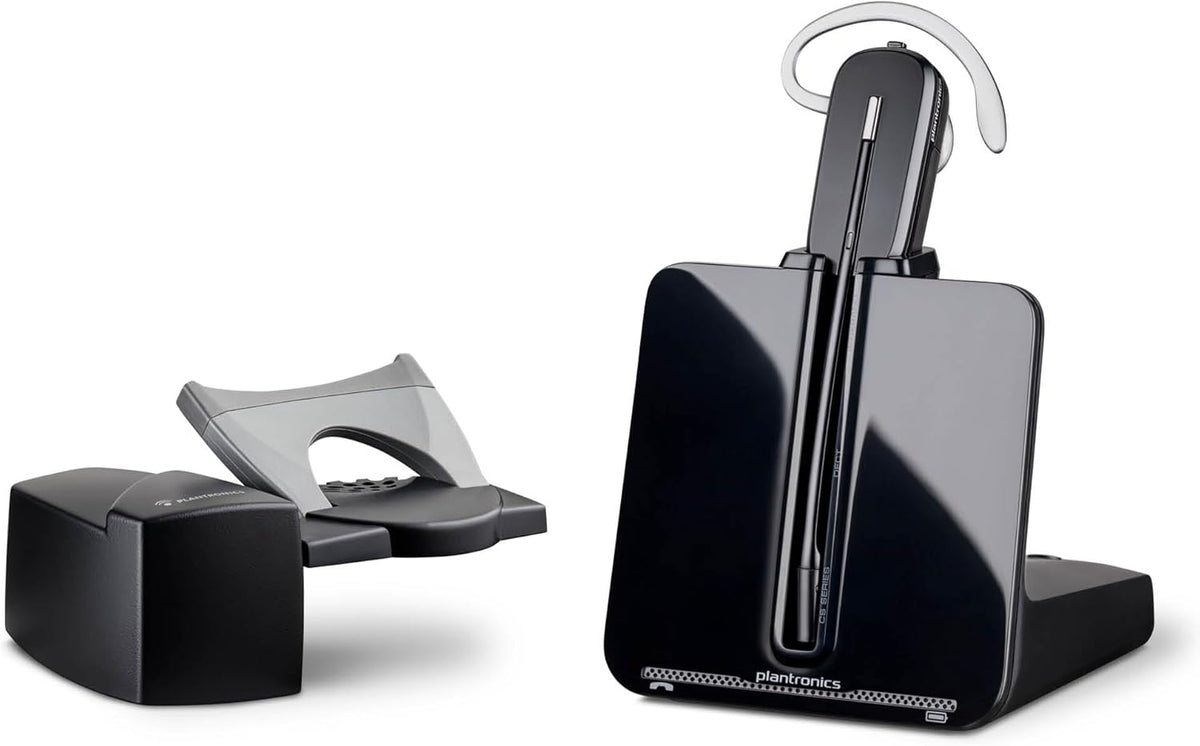 Poly CS540 Wireless DECT Headset with HL10 Lifter (Plantronics) - Single Ear (Mono) Convertible (3 wearing styles) - Connects to Desk Phone - Noise Canceling Microphone - Amazon Exclusive