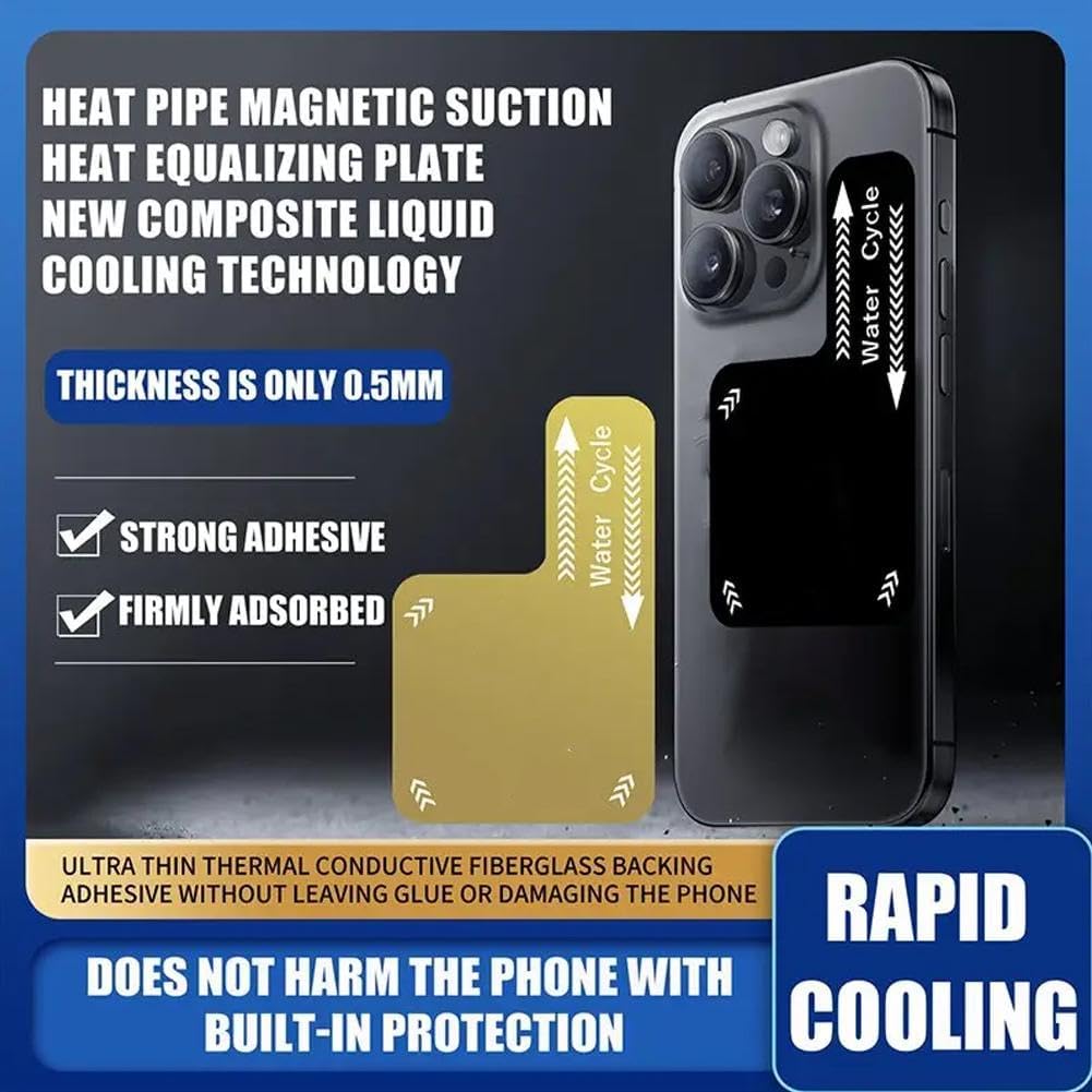 GINTBN Universal Reusable Phone Heatsink Pad, Metal Magnetic Cooling Plate for Gaming & Streaming, Enhances Phone