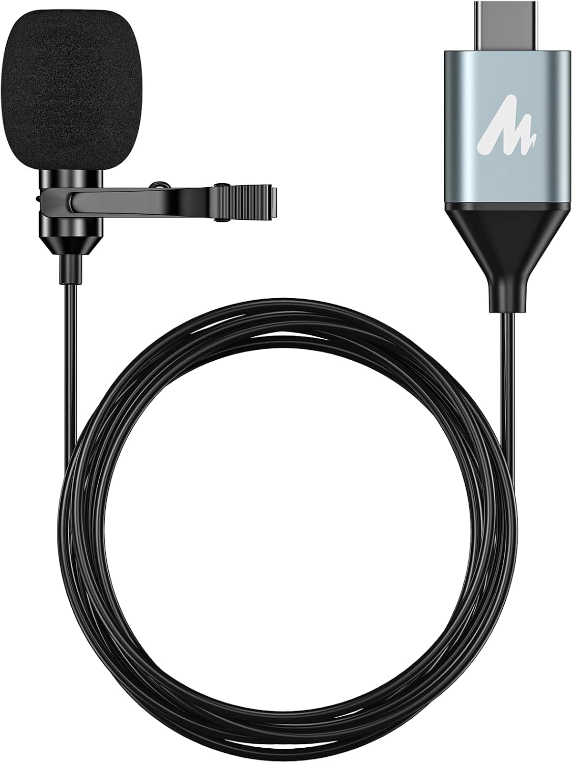 MAONO USB C Lavalier Microphone for iPhone 15, iPad, Android, Omnidirectional Condenser Lapel Mic for Recording, Interview, Video Podcast, Vlogging, YouTube, TikTok, UL11