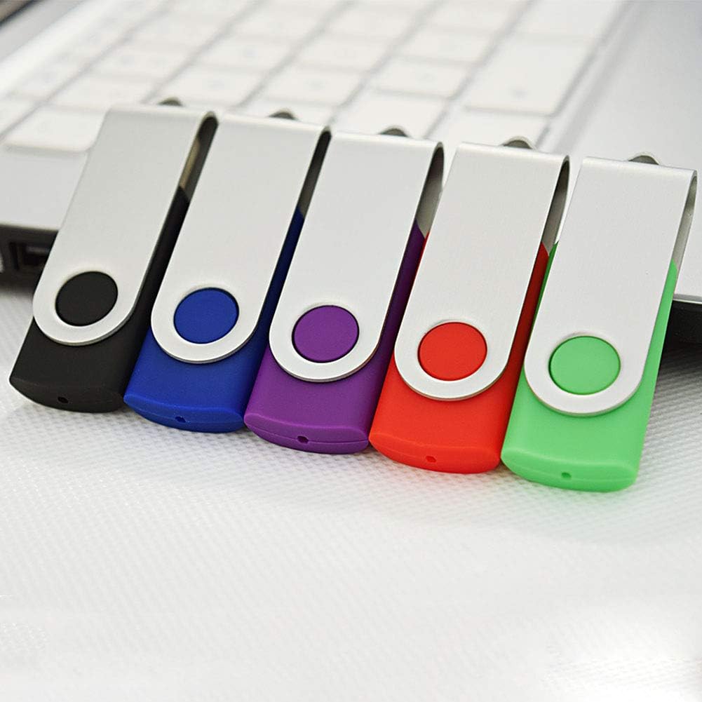 KOOTION 5 Pack 32GB Flash Drive USB 2.0 Thumb Drive Backup Memory Swivel Stick USB Drive (5 Mixed Color, 32G)
