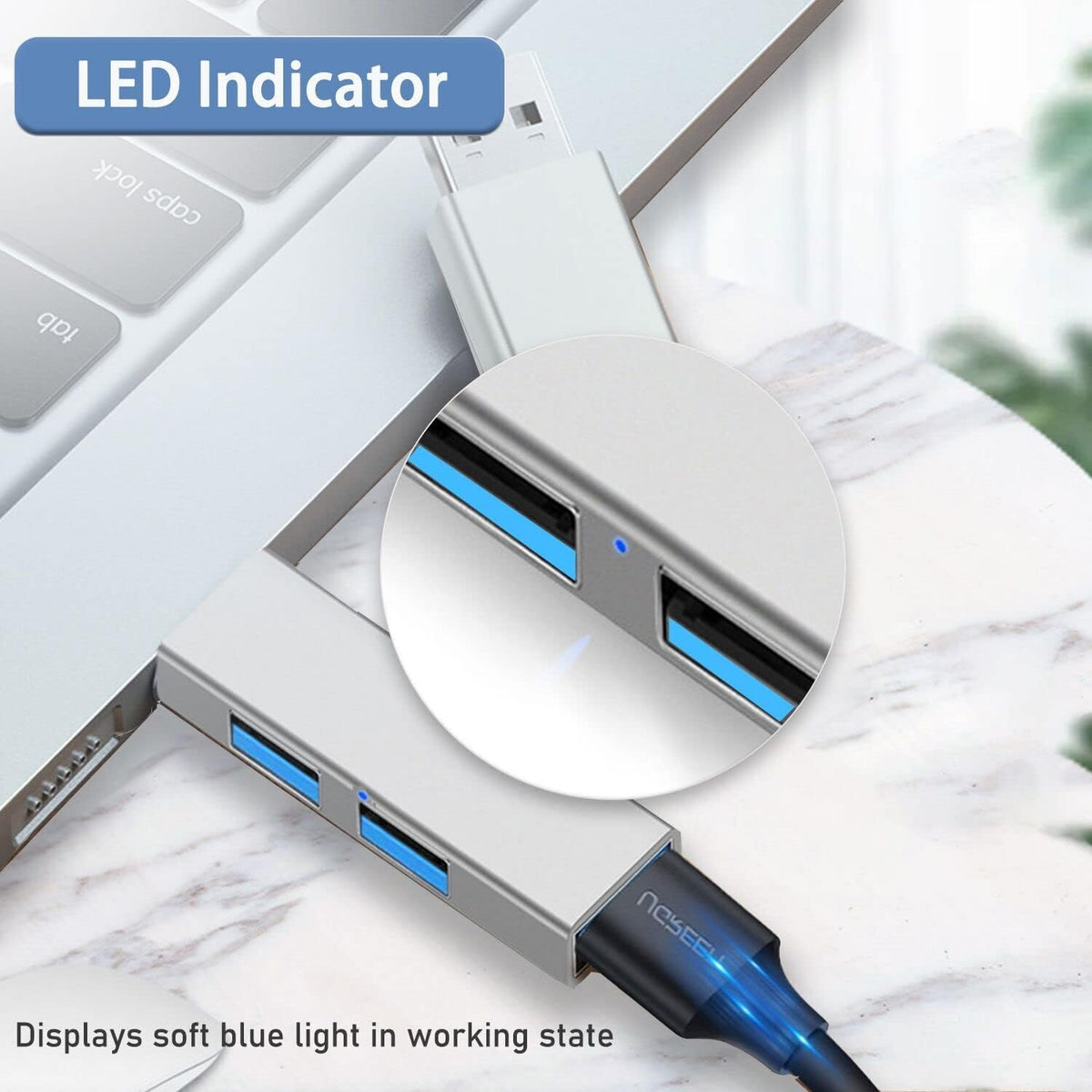 USB 3.0 Hub, VIENON Aluminium 3-Port USB Hub USB Splitter USB Expander for Laptop, Xbox, Flash Drive, HDD, Console, Printer, Camera,Keyborad, Mouse