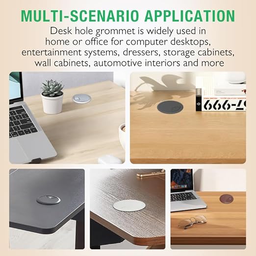 EASYEAH 5 Pcs Desk Grommet 2-1/16" / 53 mm, Desk Cord Hole Cover, Cable Grommet ABS Plastic, Desk Hole Grommet for Home & Office Pc, Detachable Adjustable Cable Cord Organizer-White