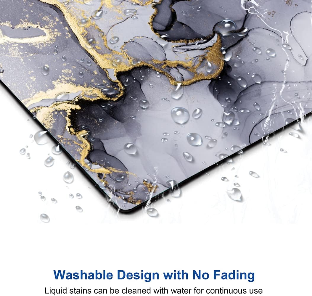 Mouse Pad, Cute Personalized Mouse Pads with Marble Design, Square Washable Cloth Mouse Mat, Gaming Office Home Non-Slip Rubber Base Computer Mousepad, Black Grey Gold Marble