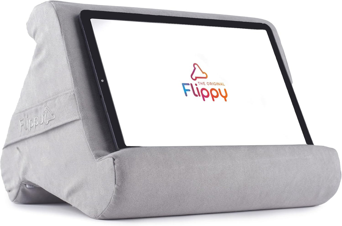 Flippy Tablet Pillow Stand - Cushion Tablet Stand & Holder, Bed Support for Lap and Desk, Compatible with Phone & Book Reading: Kindle, iPad Pro, iPhone & Samsung - Greyster
