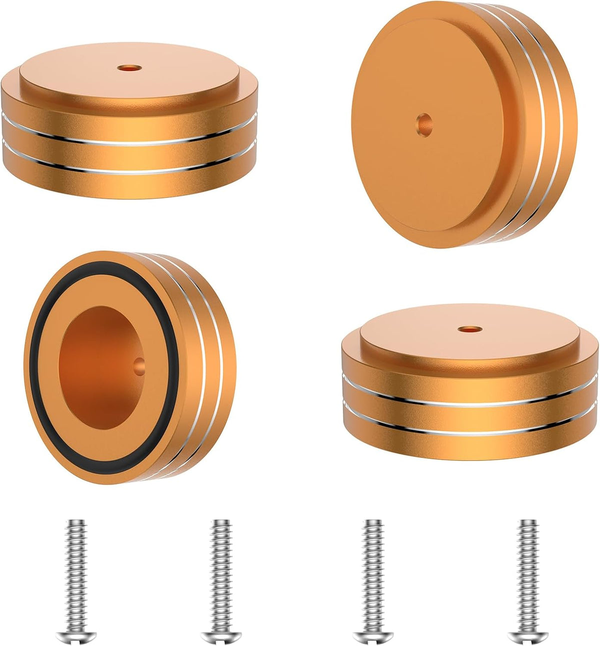 Tertullus 4 Pcs Speaker Feet Aluminum HiFi Turntable Feet Isolation Feet Aluminum Stand Speakers Spikes Audio Pads 58x22mm for HiFi Amplifier/Speaker/Turntable/Player(Gold)