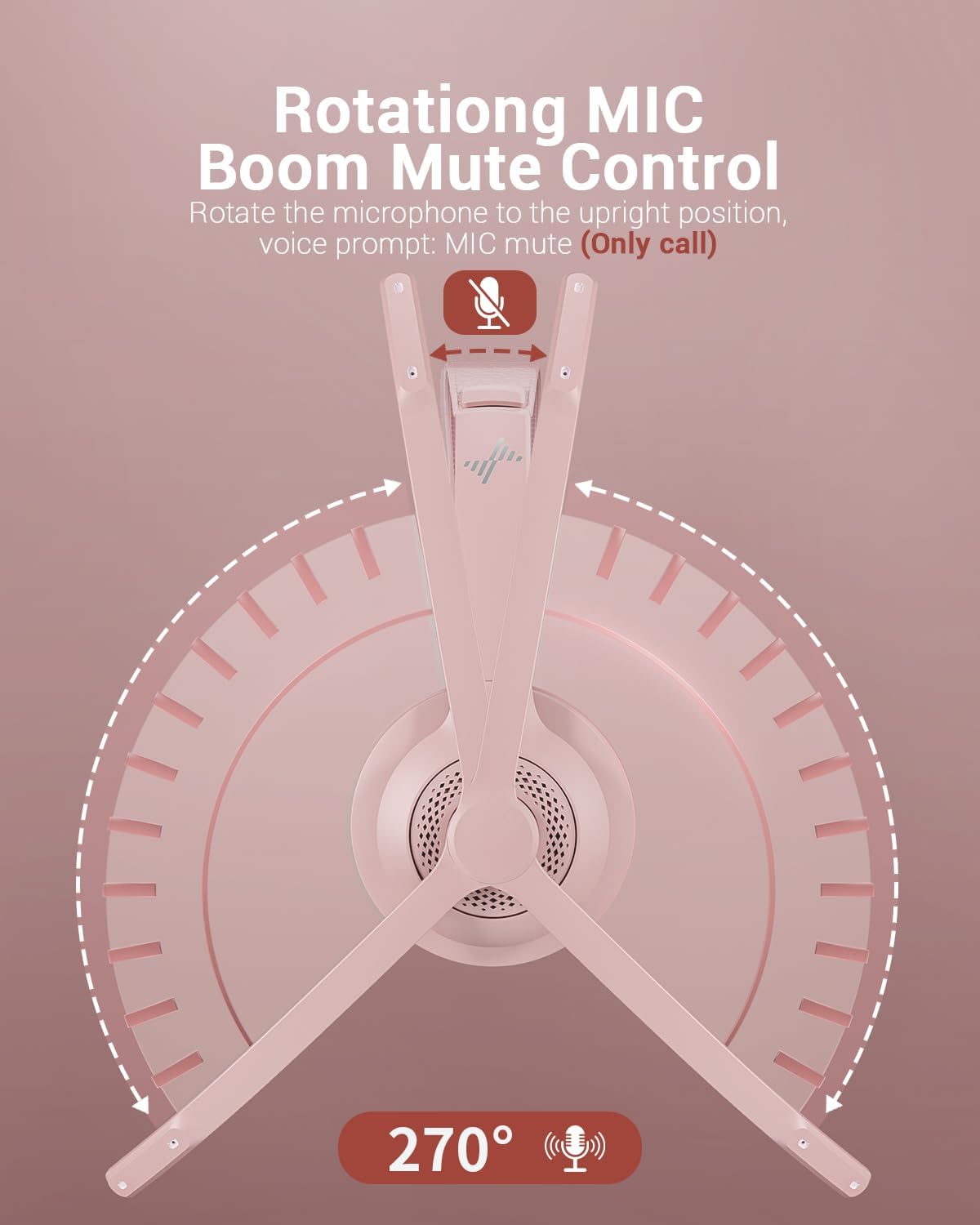 Wireless Headset with AI Noise Cancelling Microphone Bluetooth Headset - Bluetooth V5.2 Headphones with USB Dongle, Charging Base & Mic Mute for Computer/Laptop/PC/iPhone/Android/Cell Phones (Pink)