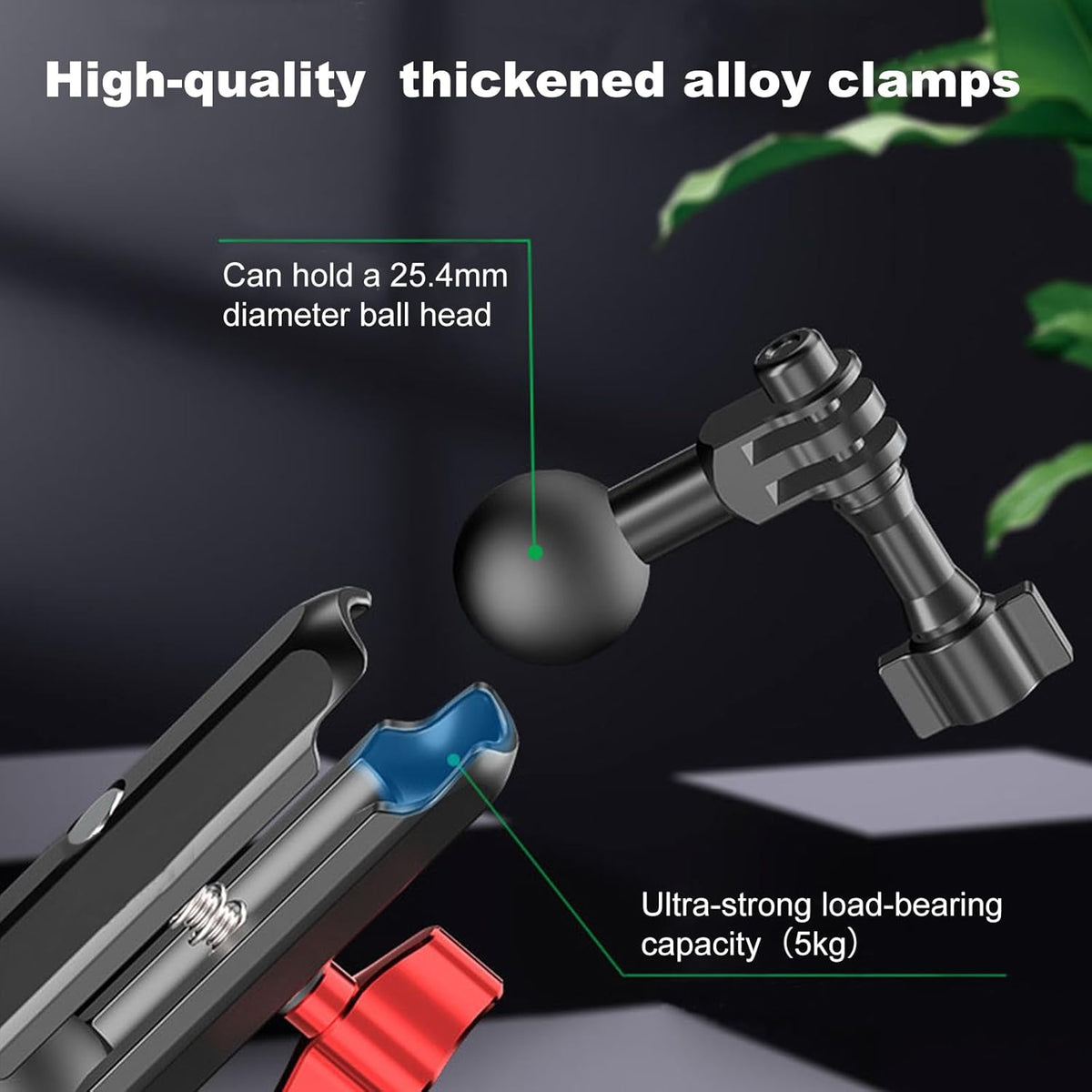 Camera Clamp Mount, Super Clamp Mount with Double Ball Head Magic Arm for Bike Handlebar & Aluminum Alloy & 360°Rotating Ebike Handlebar Bracket for DJl,Go pr0, lnsta36o X5 X4 X3,78005