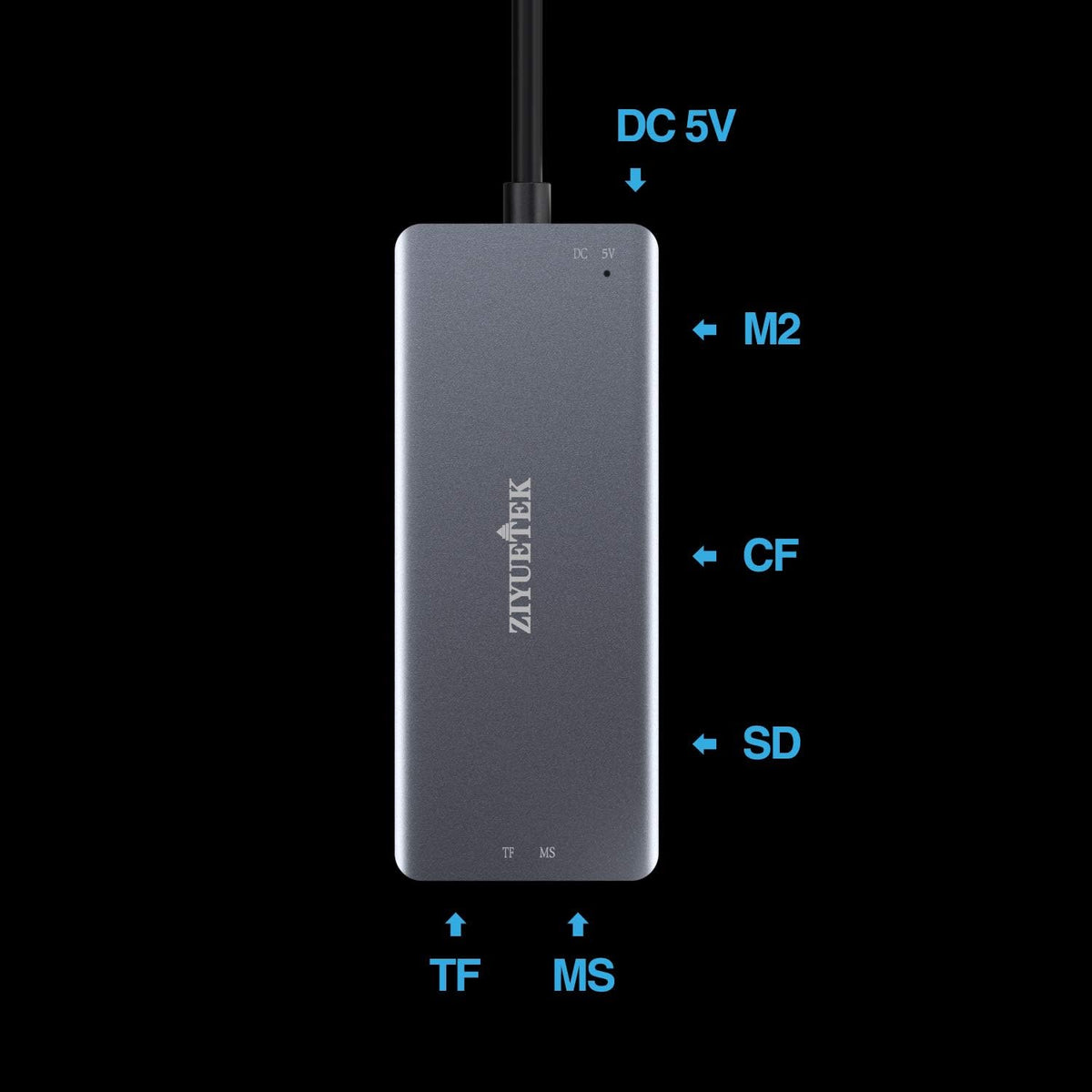 USB C SD Card Reader,5- in-1 Aluminum Thunderbolt 3 Memory Card Reader for CF, SD/SDHC,TF/Micro SD/MS/M2,CompactFlash Card for iPhone 15/16/Pro Max Android Windows MacBook