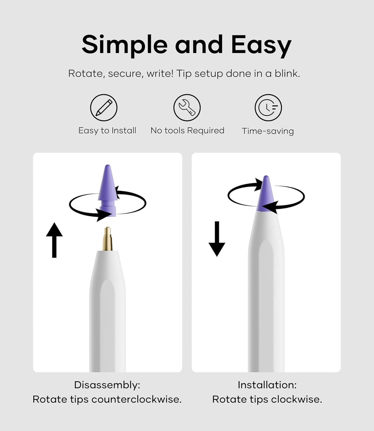 Replacement Pencil Tips for Apple Pencil Pro, Pen Tips for Apple Pencil 2nd Gen/1st Gen/USB-C, Wear-Resisting Pencil Nibs with Storage Box, Pen Nibs Set Compatible with Apple Pen (6 Pack, Purple)